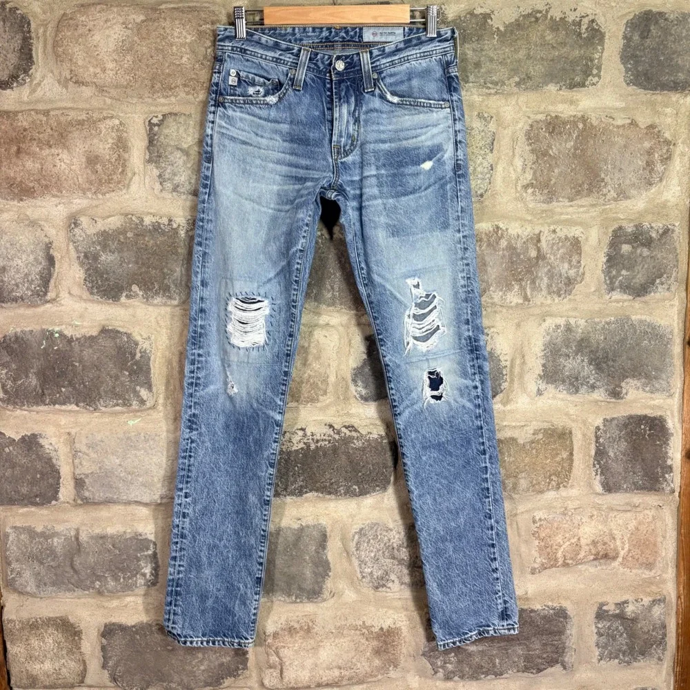 AG Adriano Goldschmied The Nomad Modern Slim Distressed Jeans Light Wash 28 Mens